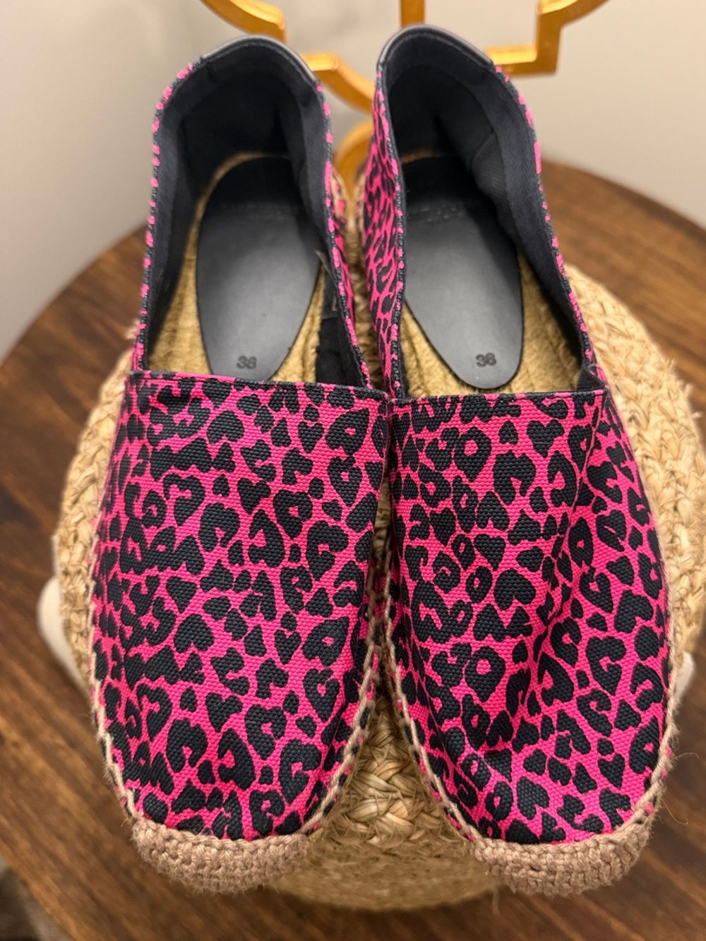 Saint Laurent Leopard Print Espadrille Flats + dust bag